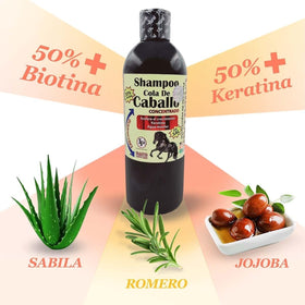 CABALLADO salt-free shampoo 950ml label close-up highlights natural ingredients.