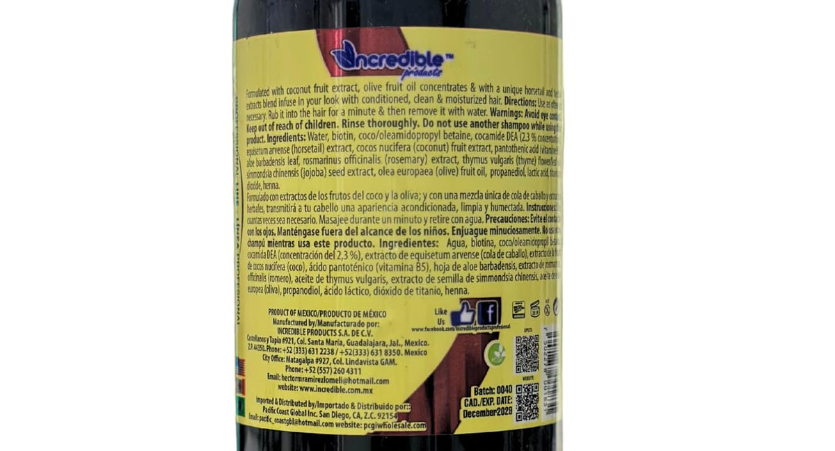 CABALLADO shampoo bottle with foamy lather during use suggests gentle cleansing.