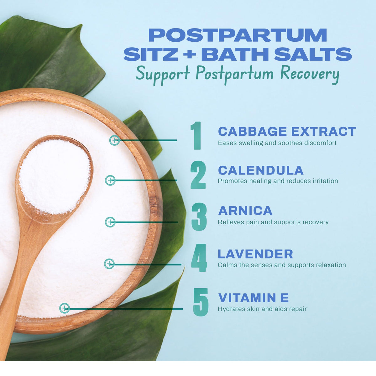 Cabocreme Postpartum Sitz Bath Salts bag closeup highlighting fine formula