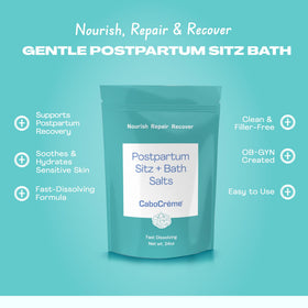 Cabocreme Postpartum Sitz Bath Salts dissolving in warm water for soothing relief