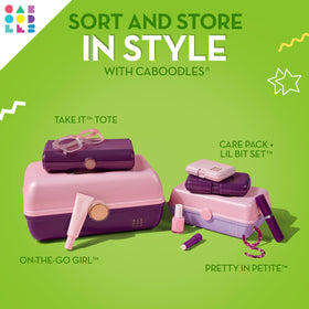 Caboodles On-The-Go Girl built-in mirror for quick touch-ups on the move.