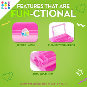 Caboodles On-The-Go Girl interior layout, space for brushes and small items.