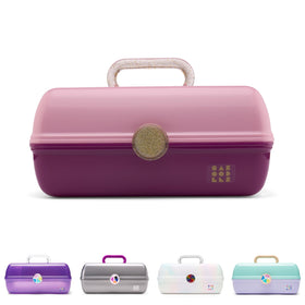 Caboodles On-The-Go Girl makeup box front view with spacious bottom storage for large items.
