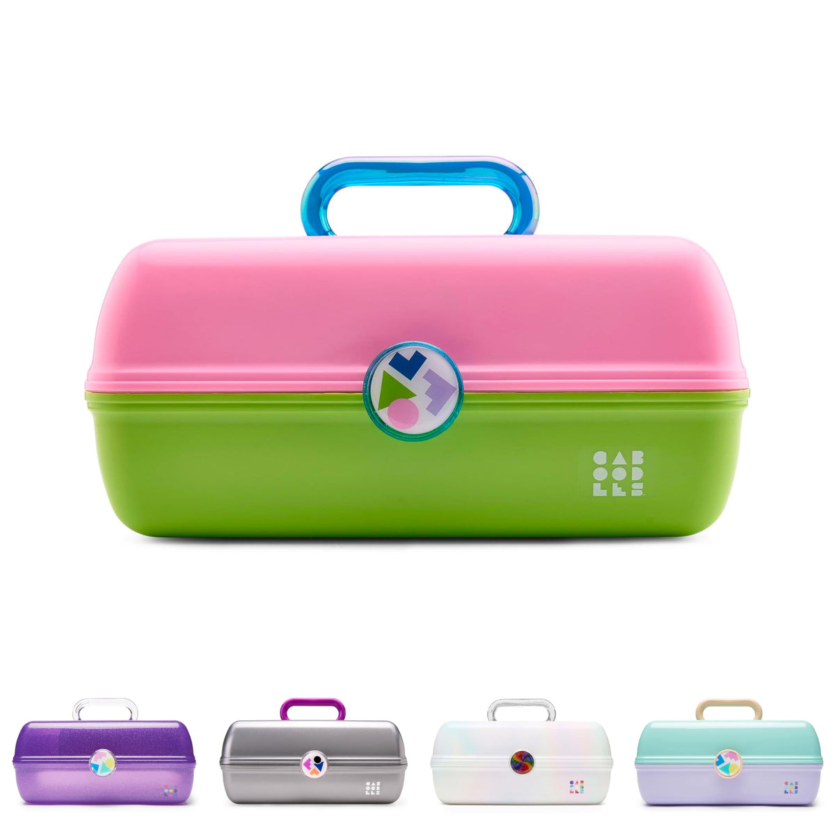 Caboodles On-The-Go Girl makeup box front view, travel-ready organization.