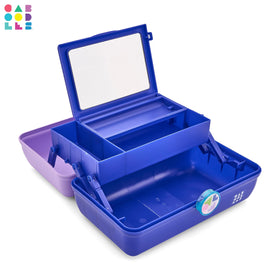 Caboodles On-The-Go Girl makeup box secure latch promotes safe travel.