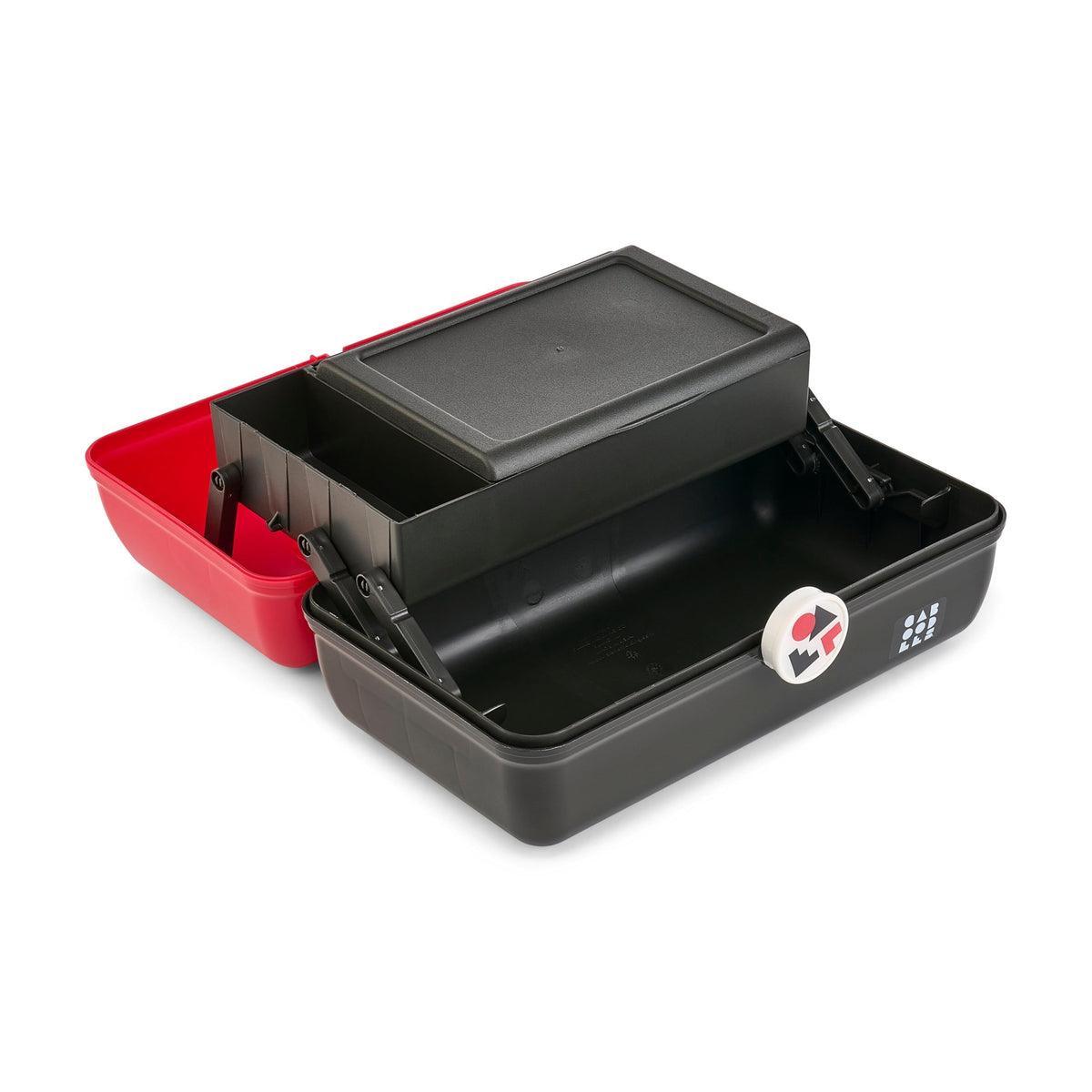 Caboodles On-The-Go Girl makeup case open tray showing organized interior and removable shallow tray.