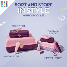 Caboodles Pretty in Petite includes a fashion mirror for quick checks during travel.