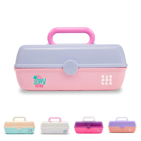 Caboodles Pretty in Petite hard cosmetic case, front view, ideal for compact travel makeup.