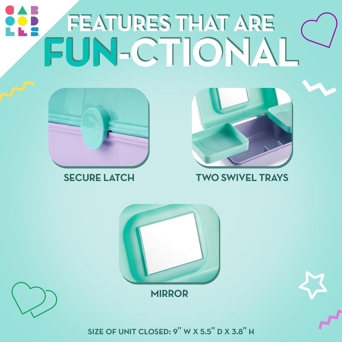 Caboodles Pretty in Petite swivel trays keep cosmetics organized on the go