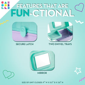 Caboodles Pretty in Petite swivel trays keep cosmetics organized on the go