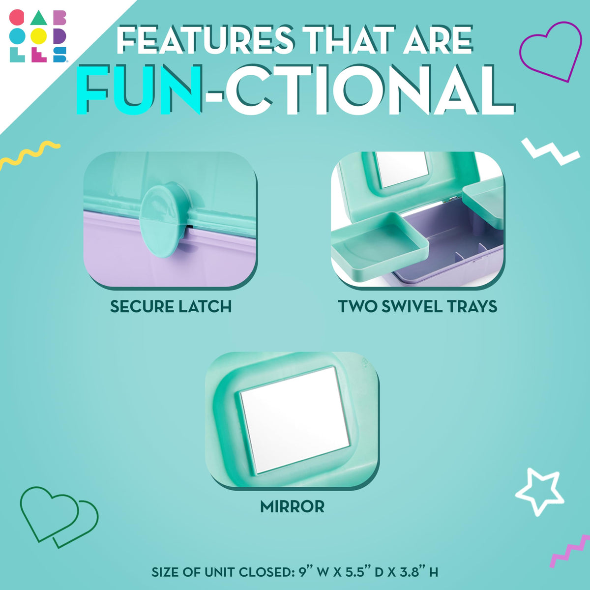 Caboodles Pretty In Petite two-swivel-trays organize essentials efficiently for travel-ready makeup