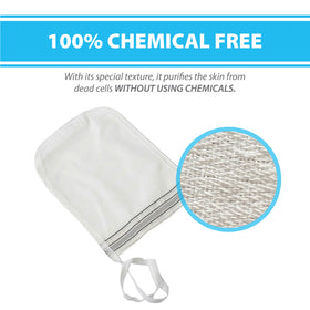 Cacala easy-clean exfoliating glove ready for shower storage.