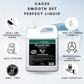 Cacee Smooth Set Perfect bottle on table demonstrating easy-to-use acrylic system.