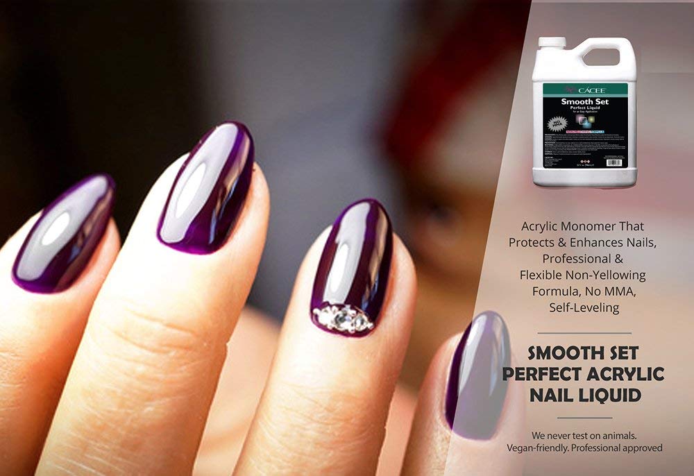 Cacee Smooth Set Perfect packaging highlighting vegan, low-odor monomer benefits.