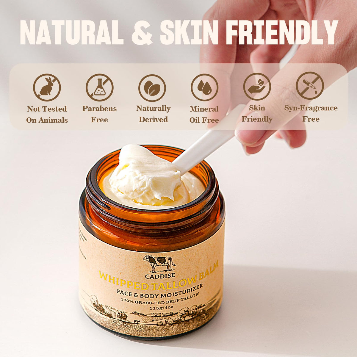 CADDISE four-ounce jar shown, long-lasting skincare for family.