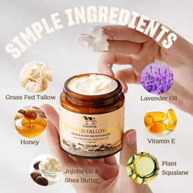 CADDISE grass-fed tallow ingredient bowl highlights natural oils