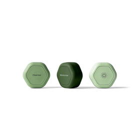 Cadence basic skincare capsules in a compact set for easy on-the-go travel.