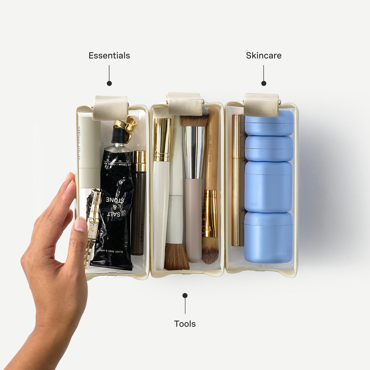 Cadence Parcel magnetic closure open for easy item retrieval