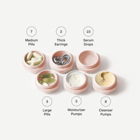 Cadence travel capsules sun-icon cap with easy-to-identify label.