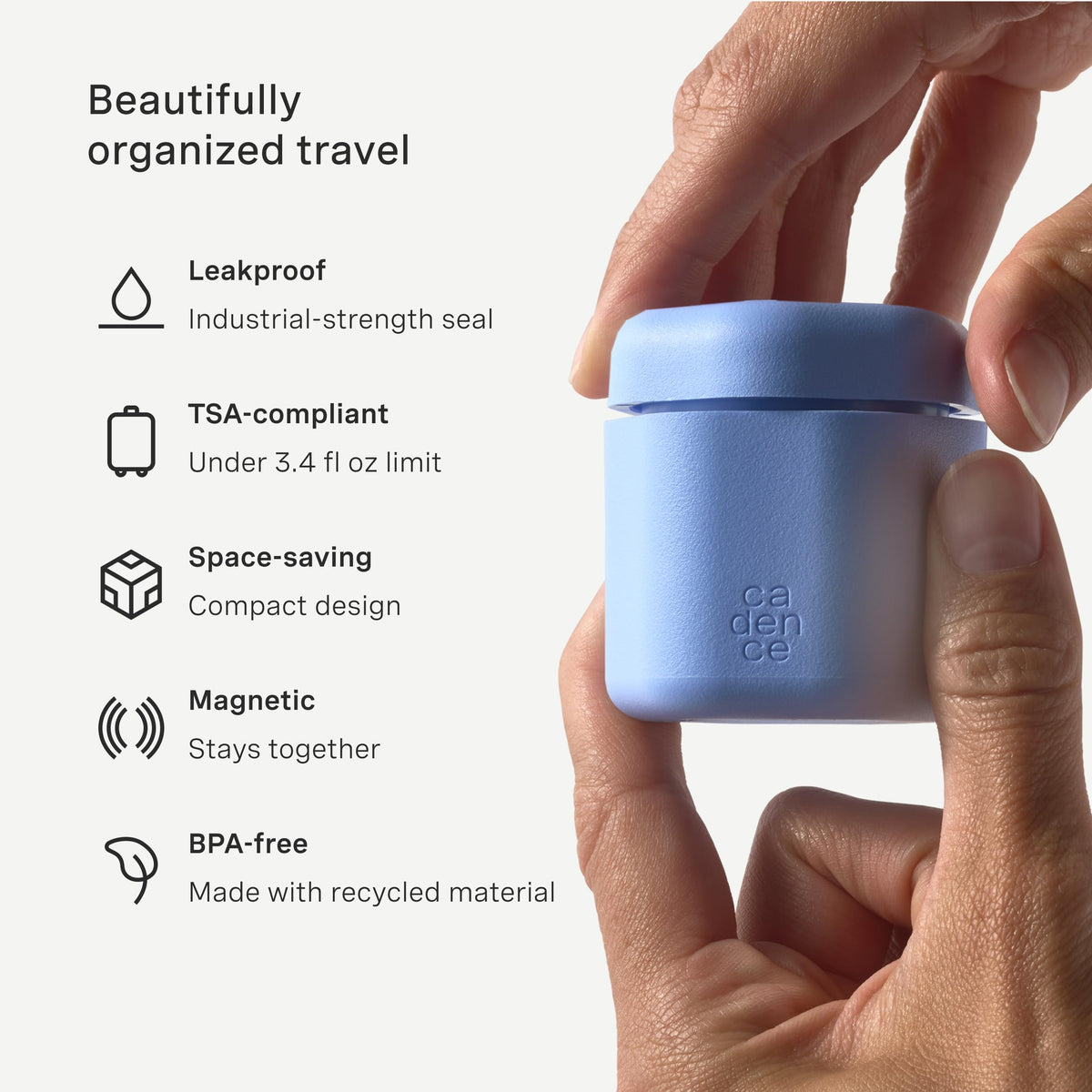 Cadence conditioner travel container 1-32oz with secure lid for travel storage