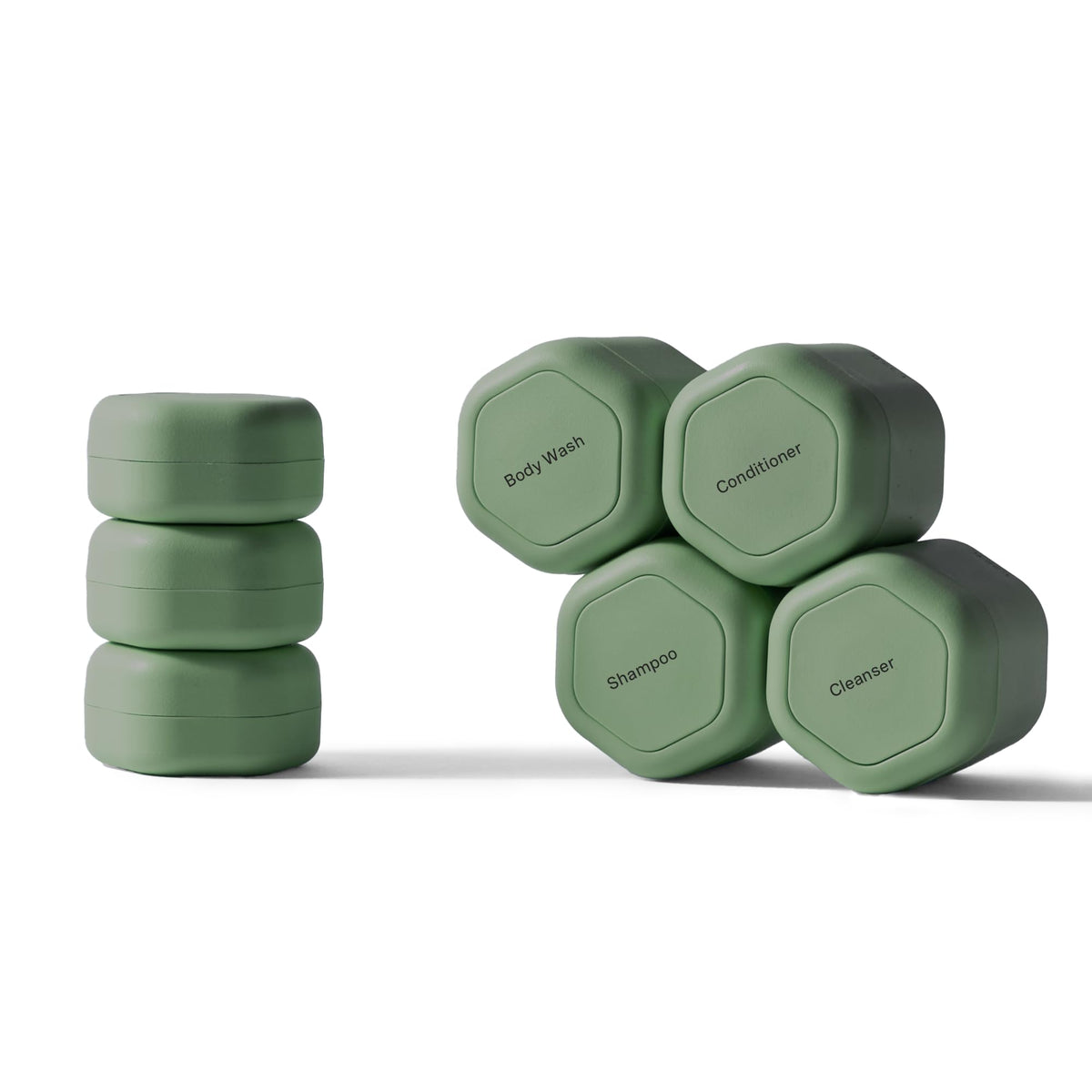Cadence travel containers showing compact daily routine capsule set for organized packing