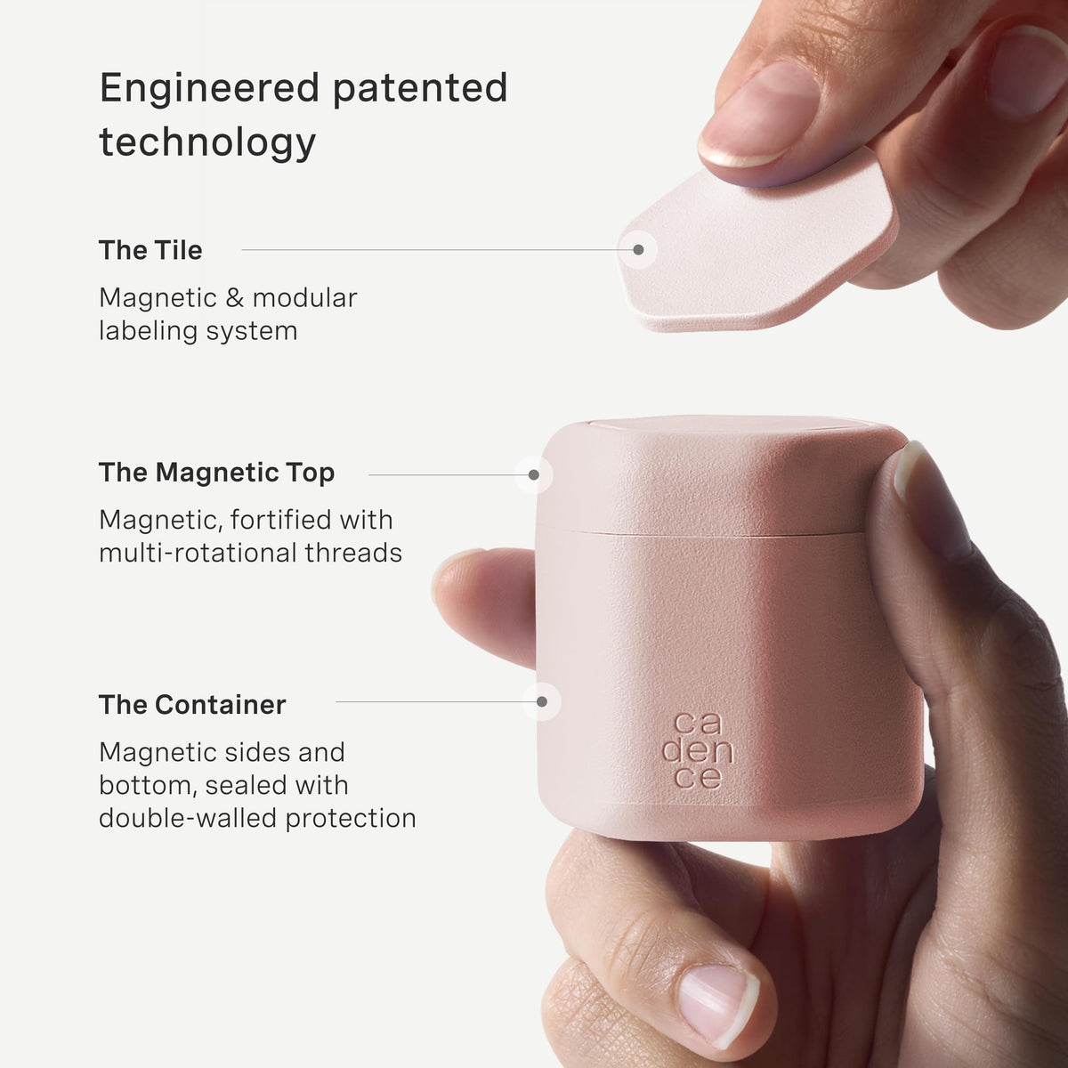 Cadence leak-proof design keeps liquids contained during travel.