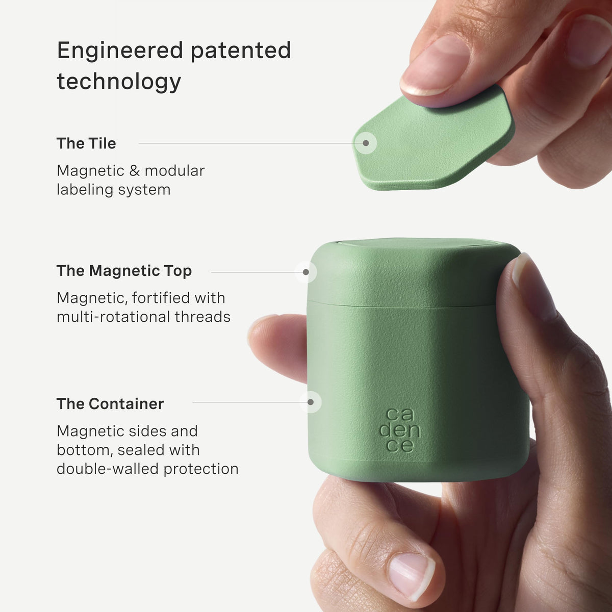 Cadence leak-proof lids preventing spills during travel