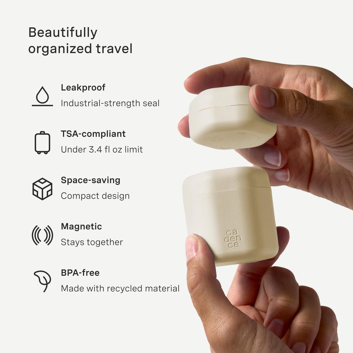 Cadence small tile shampoo in travel capsule for mess-free on-the-go