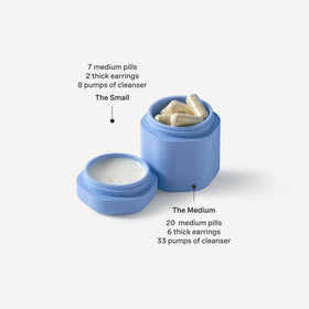 Cadence stacking magnets show how capsules align for compact storage.