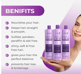 Cadiveu Plastica Dos Fios user enjoys sleek hair at home.