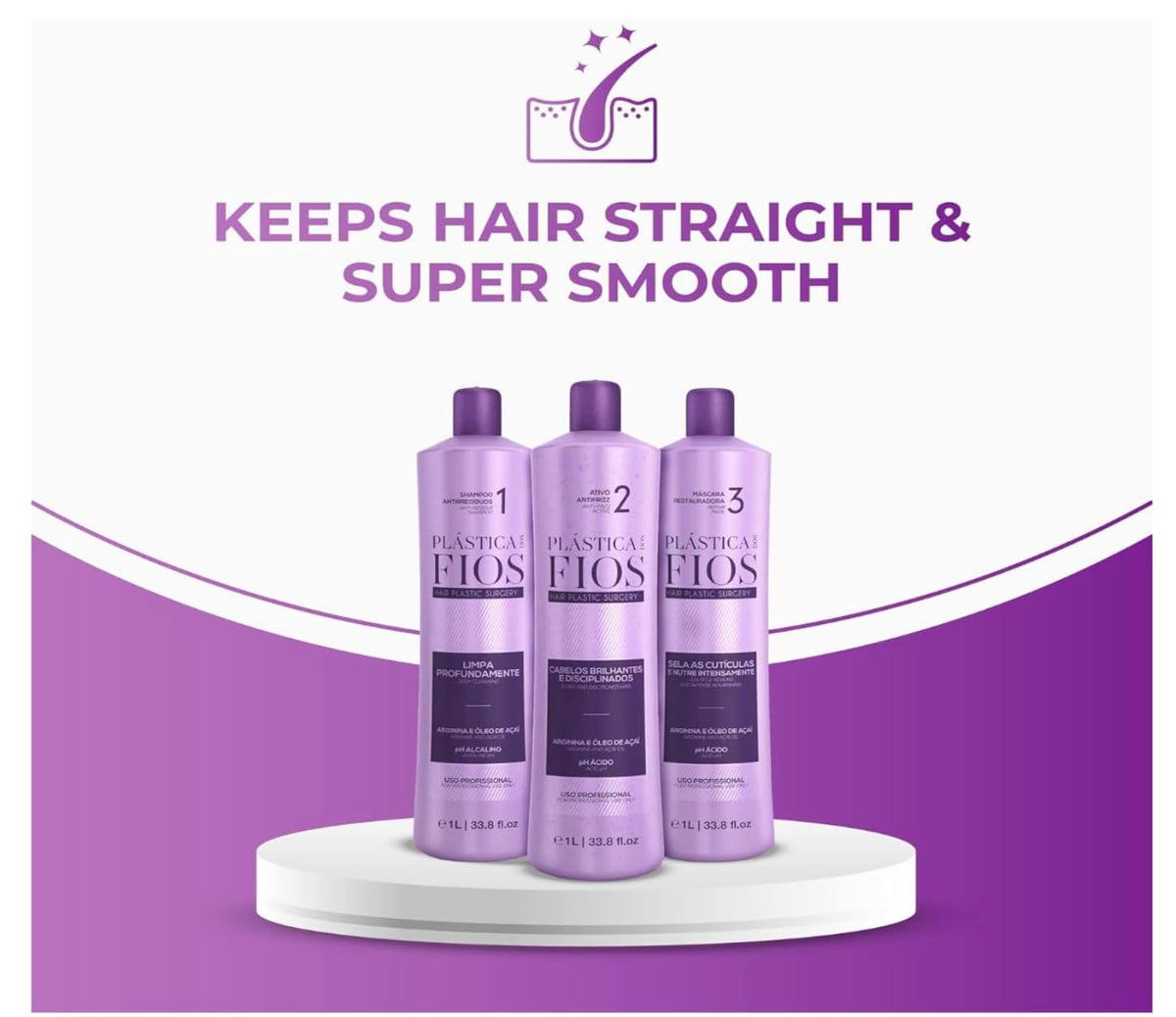 Cadiveu Plastica Dos Fios before-after view shows frizz-free results.