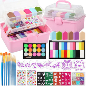 Caffox face paint kit with rainbow colors for vibrant party looks.