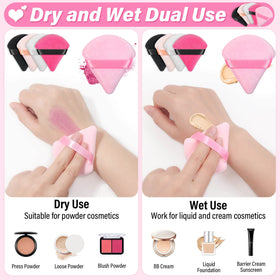 Caffox beige triangle powder puff blending for natural-looking finish