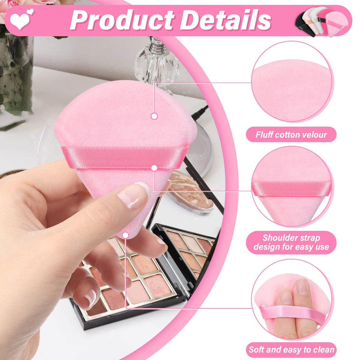Caffox white triangle powder puff with soft touch for gentle setting powder