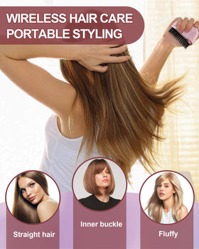 CAJECT mini straightener with USB-C charging powers styling anywhere.