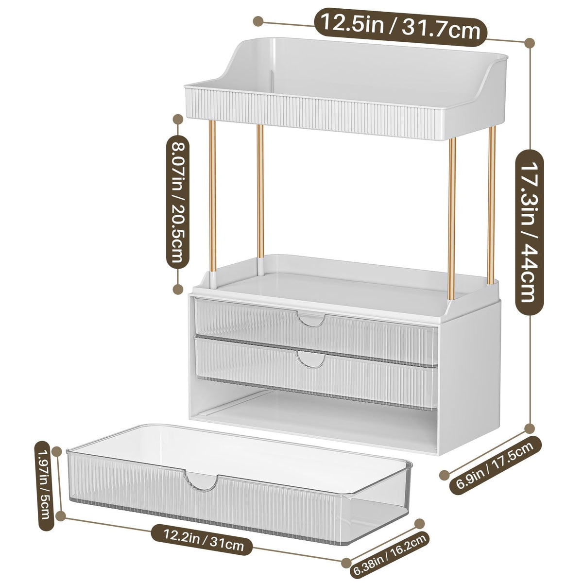 caktraie 2-pack multipurpose storage fits kitchen or desk for versatile organization.