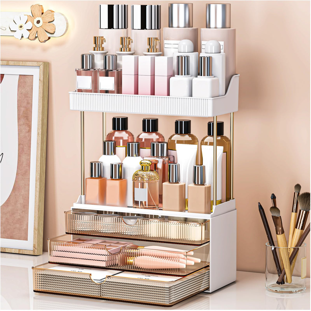 caktraie makeup storage drawer unit ideal for skincare and cosmetics