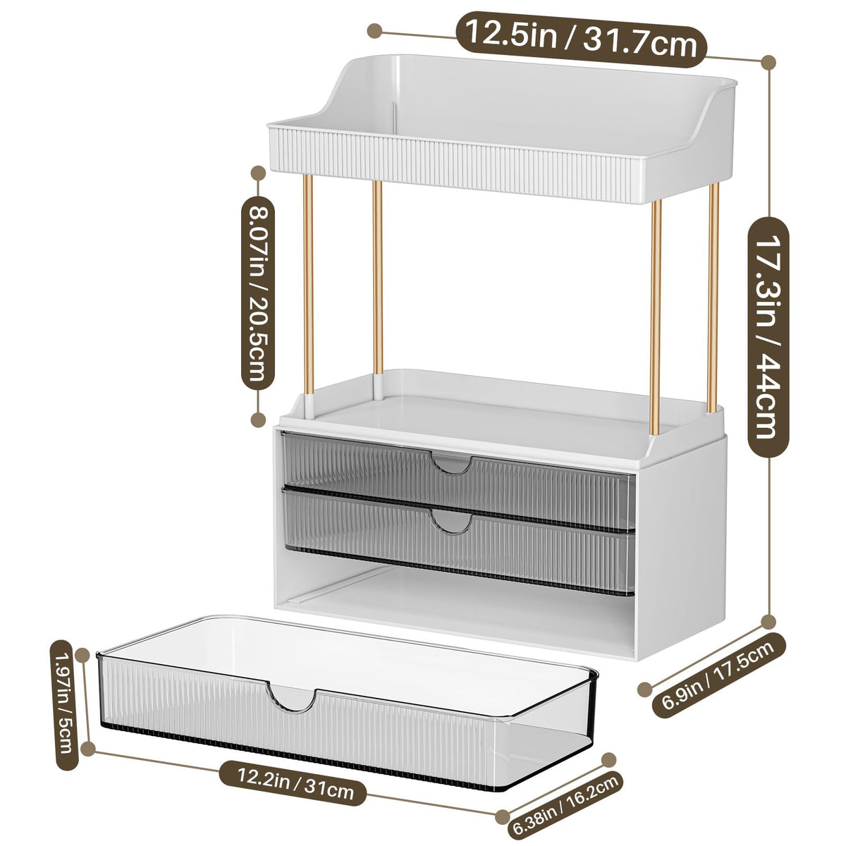 caktraie compact footprint fits counters and vanities without crowding.