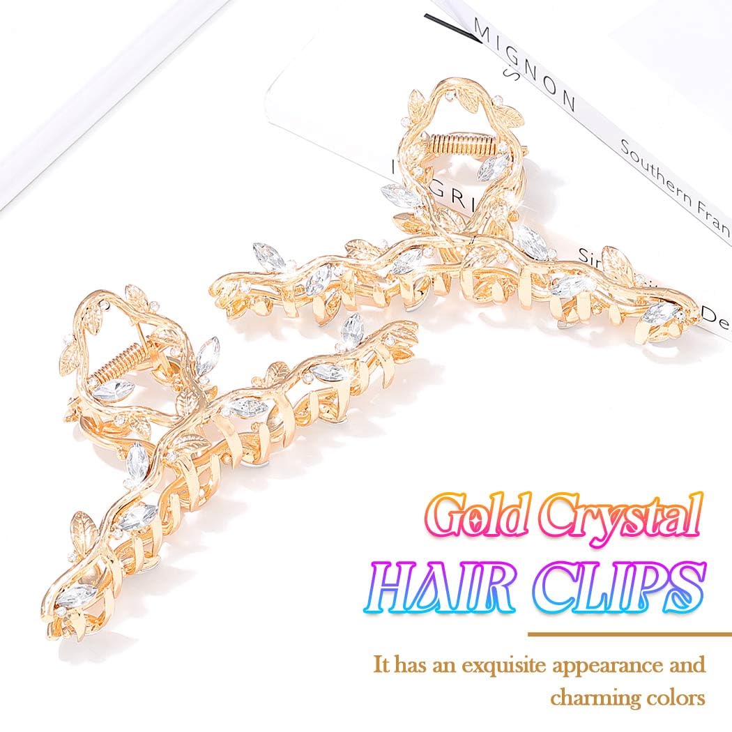 CAKURE rhinestone claw clip with cross design secures thick or long hair