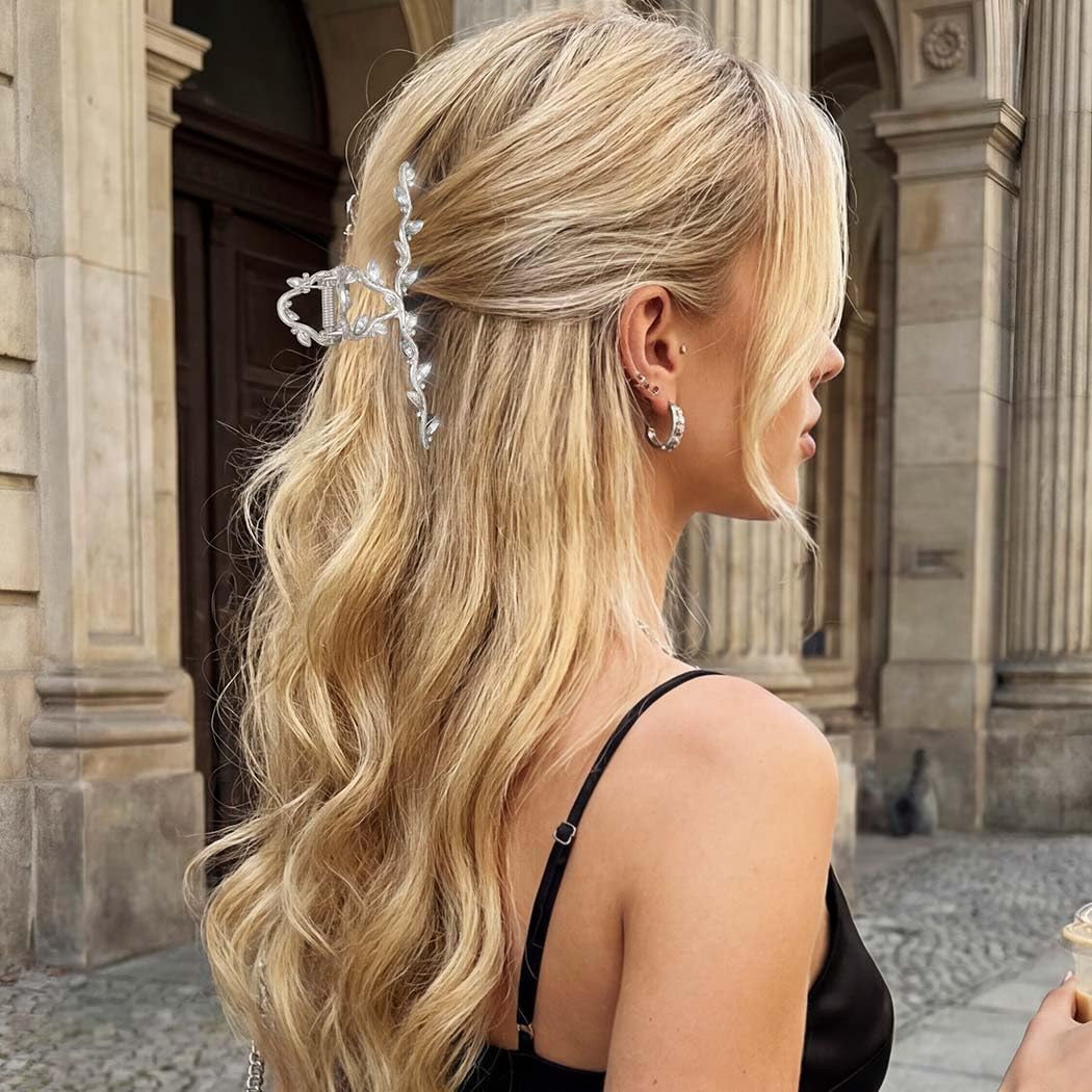 CAKURE silver claw clip designed for wedding looks and secure hold