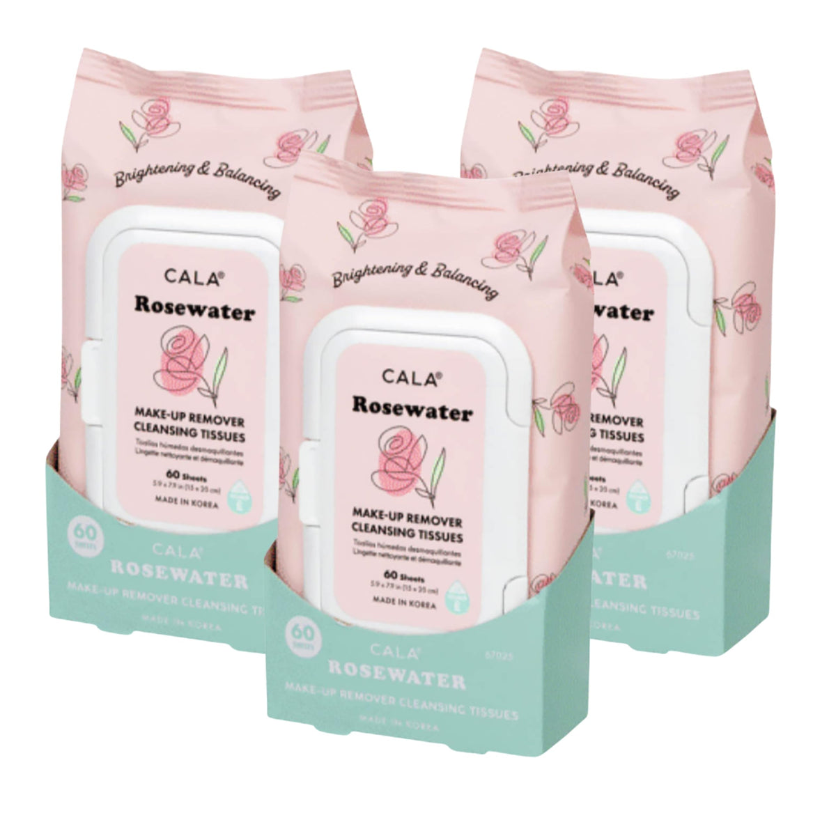CALA RoseWater makeup remover tissues showing gentle cleansing for all skin types