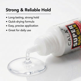 CALA Super Nail Glue drops application demonstrates fast bond for nail tips.