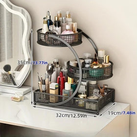 Calaytaly 3-tier makeup organizer side view highlighting sturdy metal frame