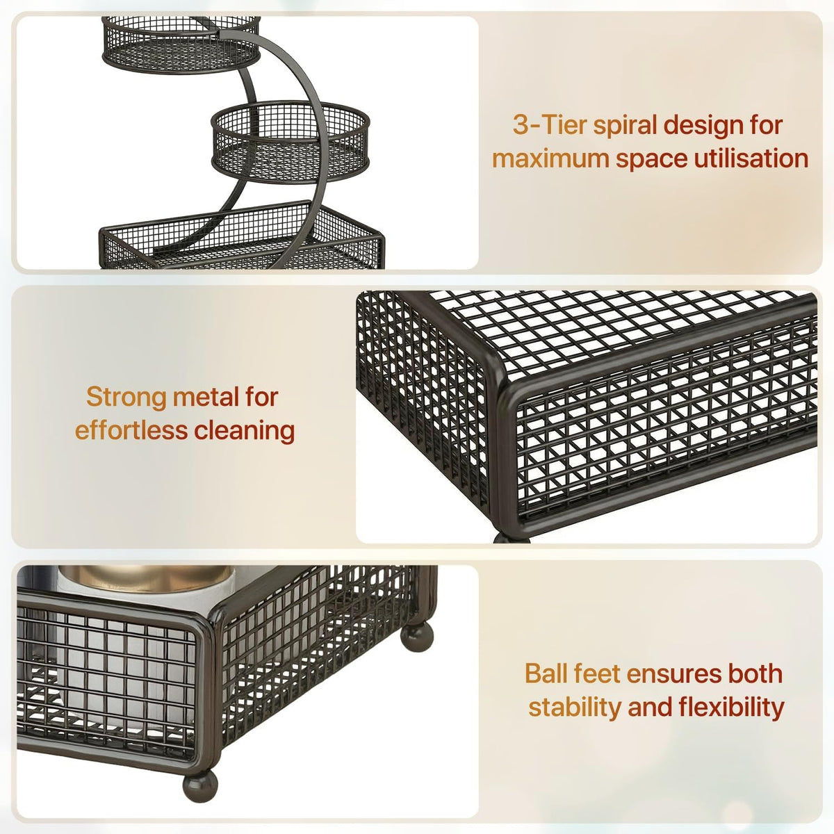 Calaytaly metal storage rack suitable for bathroom or kitchen countertops