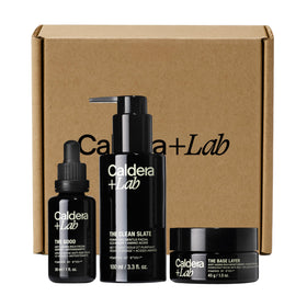 Caldera + Lab cleanser bottle demonstrating deep cleansing and prep for hydration.