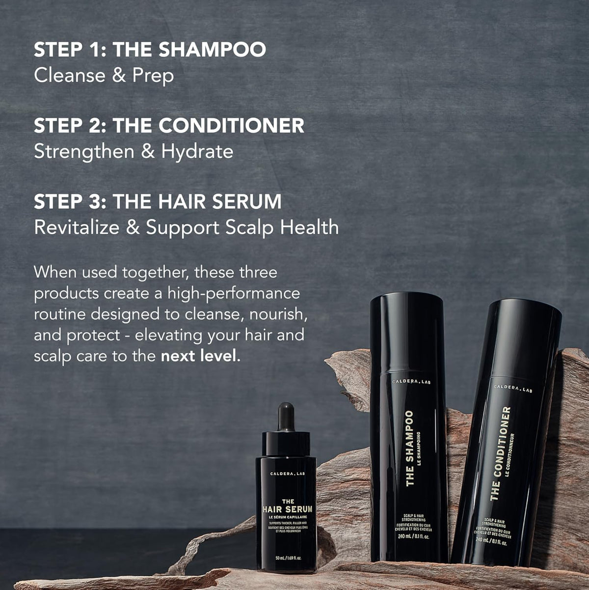 Caldera + Lab conditioner texture close-up emphasizing nourishment and slip.