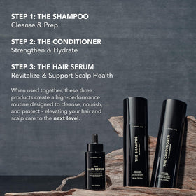 Caldera + Lab conditioner texture close-up emphasizing nourishment and slip.
