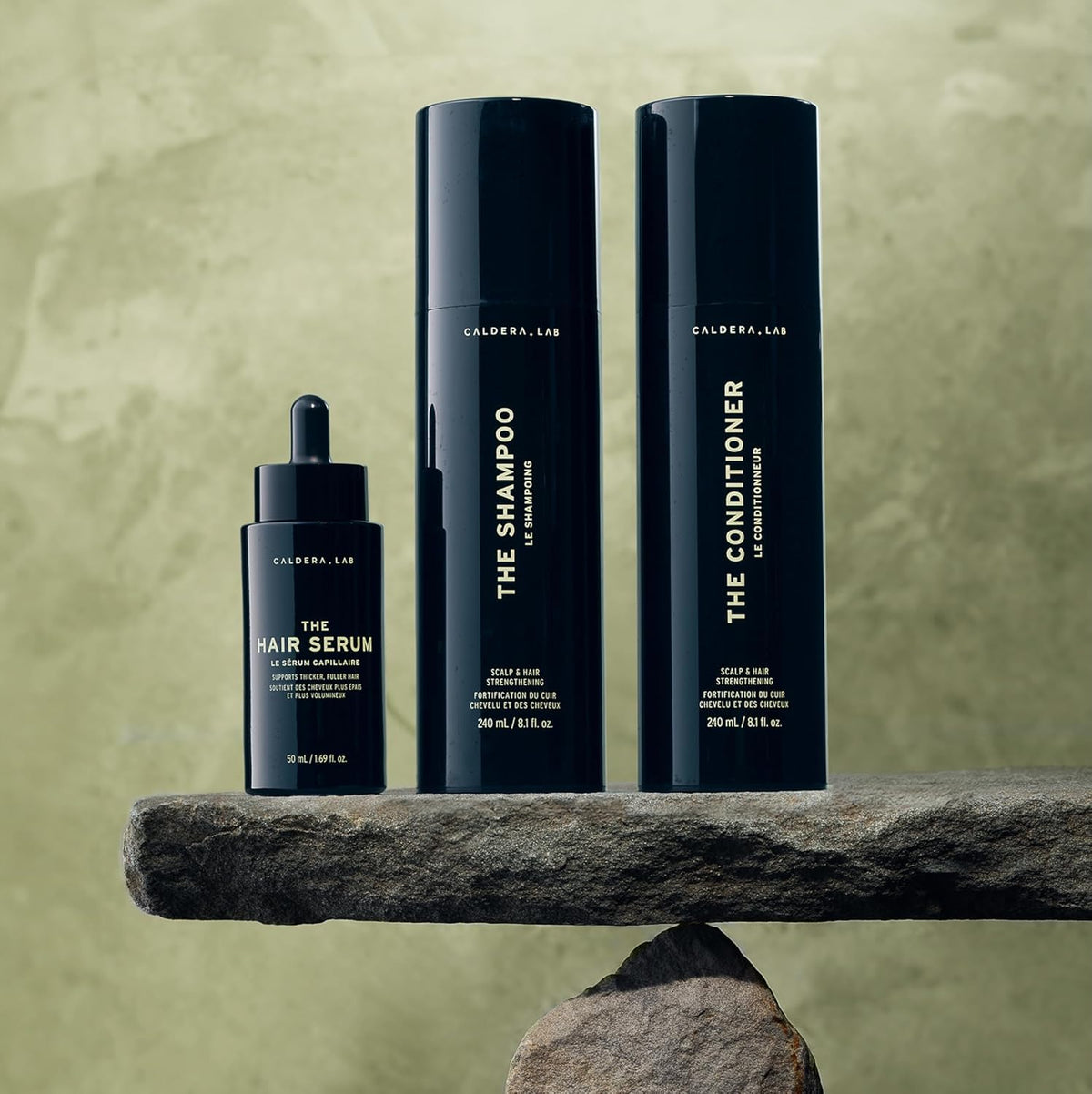 Caldera + Lab serum absorption swatch shows fast uptake for scalp care.