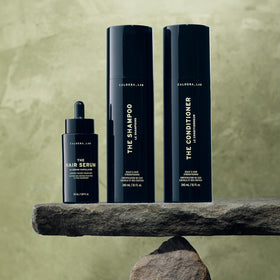 Caldera + Lab serum absorption swatch shows fast uptake for scalp care.
