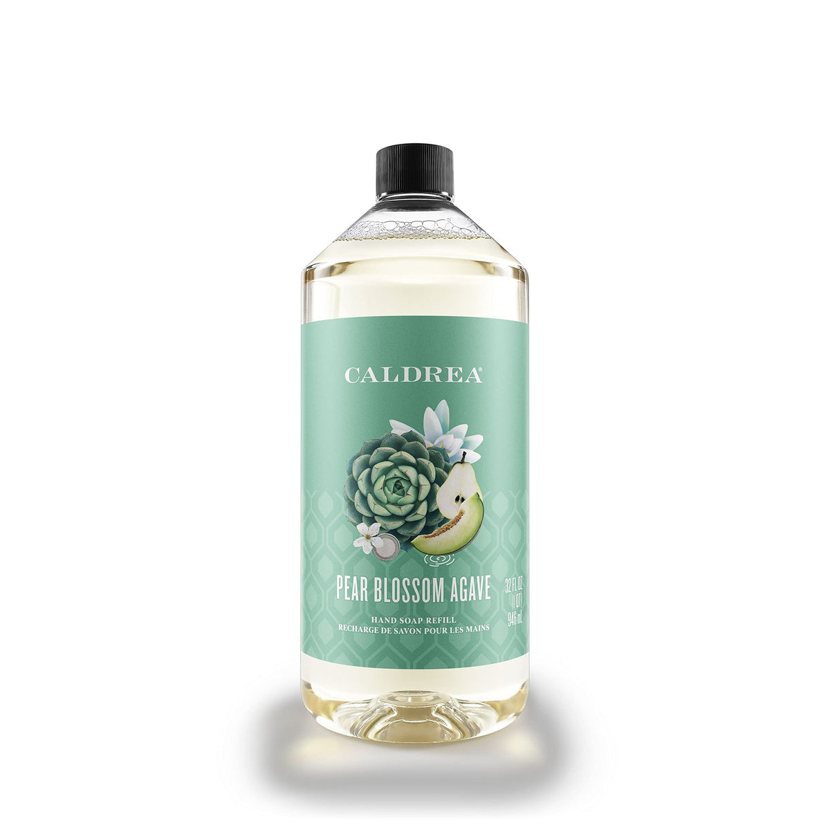 Caldrea Pear Blossom Agave refill bottle reducing waste while delivering fragrance.
